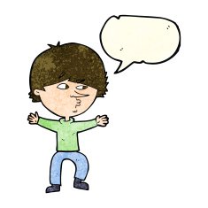 cartoon suspicious man with speech bubble N16