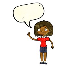 cartoon woman with idea speech bubble N65