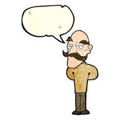 cartoon old man with mustache speech bubble N12