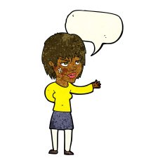 cartoon woman with sticking plaster on face speech bubble N3