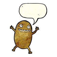 cartoon happy potato with speech bubble N3