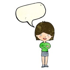 cartoon happy woman with speech bubble N63