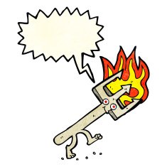 cartoon devil fork with speech bubble N3