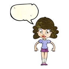 cartoon pretty woman with speech bubble N69