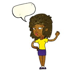 cartoon pretty woman waving with speech bubble N27