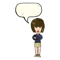 cartoon annoyed woman with speech bubble N50