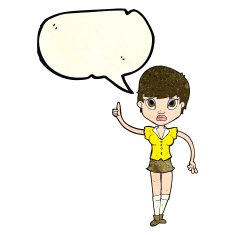 cartoon pretty woman with idea speech bubble N19