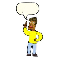 cartoon man with complaint speech bubble N3