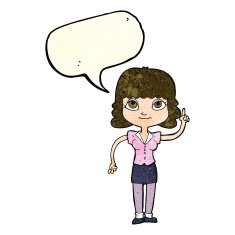 cartoon woman with idea speech bubble N68