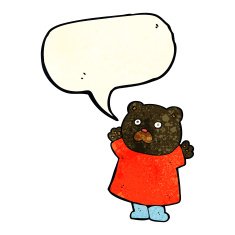 funny cartoon black bear with speech bubble N7