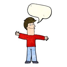 cartoon happy man with speech bubble N110