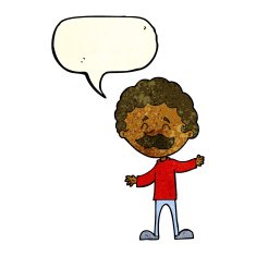 cartoon happy man with mustache speech bubble N3