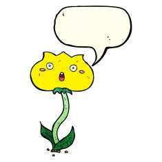 cartoon shocked flower with speech bubble N4