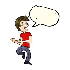 cartoon stressed out man with speech bubble N6