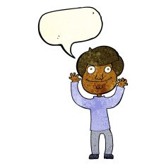 Cartoon happy boy with speech bubble N62