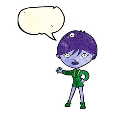 cartoon vampire girl with speech bubble N58