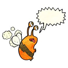 cartoon funny bee with speech bubble N3