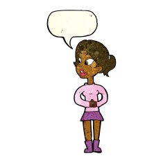 cartoon girl talking with speech bubble N3