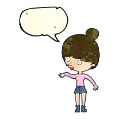 cartoon surprised woman with speech bubble N67