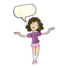cartoon woman taking praise with speech bubble N4
