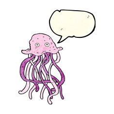 cartoon octopus with speech bubble N8