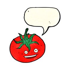 cartoon tomato with speech bubble N10