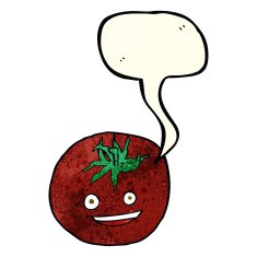 cartoon tomato with speech bubble N12
