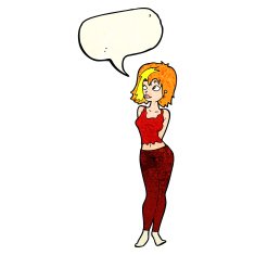 cartoon attractive girl with speech bubble N5