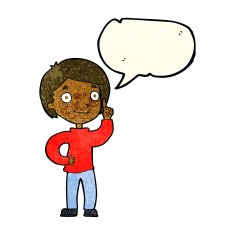 cartoon boy with idea speech bubble N26