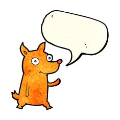 cartoon little dog waving with speech bubble N3