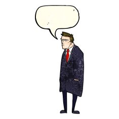 cartoon bad tempered man with speech bubble N3
