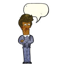 cartoon annoyed man with speech bubble N23