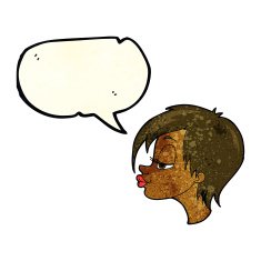 cartoon pretty woman with speech bubble N72