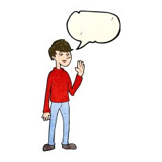cartoon waving man with speech bubble N11