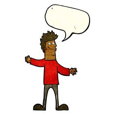 cartoon happy man with speech bubble N111