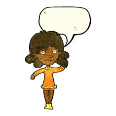 cartoon friendly woman waving with speech bubble N13