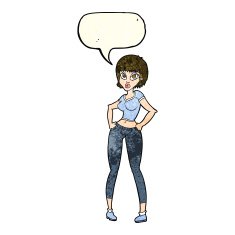 cartoon pretty woman with speech bubble N75