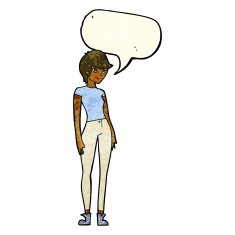 cartoon modern attractive woman with speech bubble N3