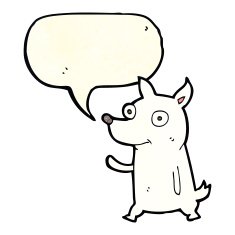 cartoon little dog waving with speech bubble N4