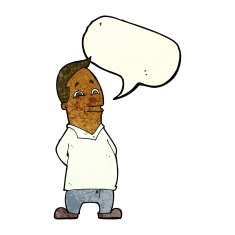 cartoon friendly man with speech bubble N4