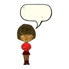 cartoon woman waiting patiently with speech bubble N3