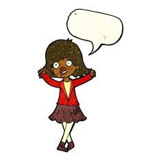 cartoon happy girl with speech bubble N24