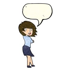 cartoon happy woman with speech bubble N66