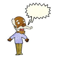 cartoon old man gasping in surprise with speech bubble N3