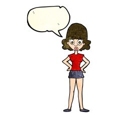 cartoon surprised woman with speech bubble N70