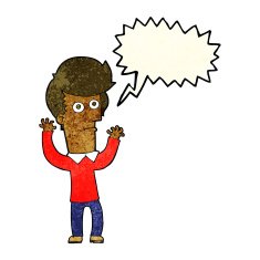 cartoon shocked man with speech bubble N27