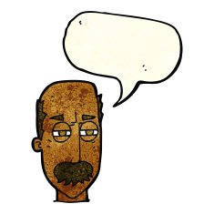 cartoon annoyed old man with speech bubble N20