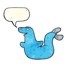 cartoon seal with speech bubble N6