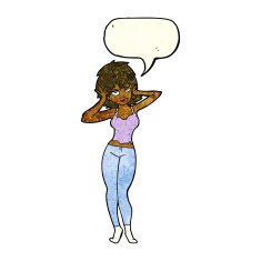 cartoon pretty woman with speech bubble N78