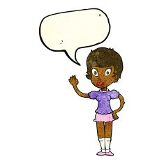 cartoon pretty girl waving with speech bubble N10